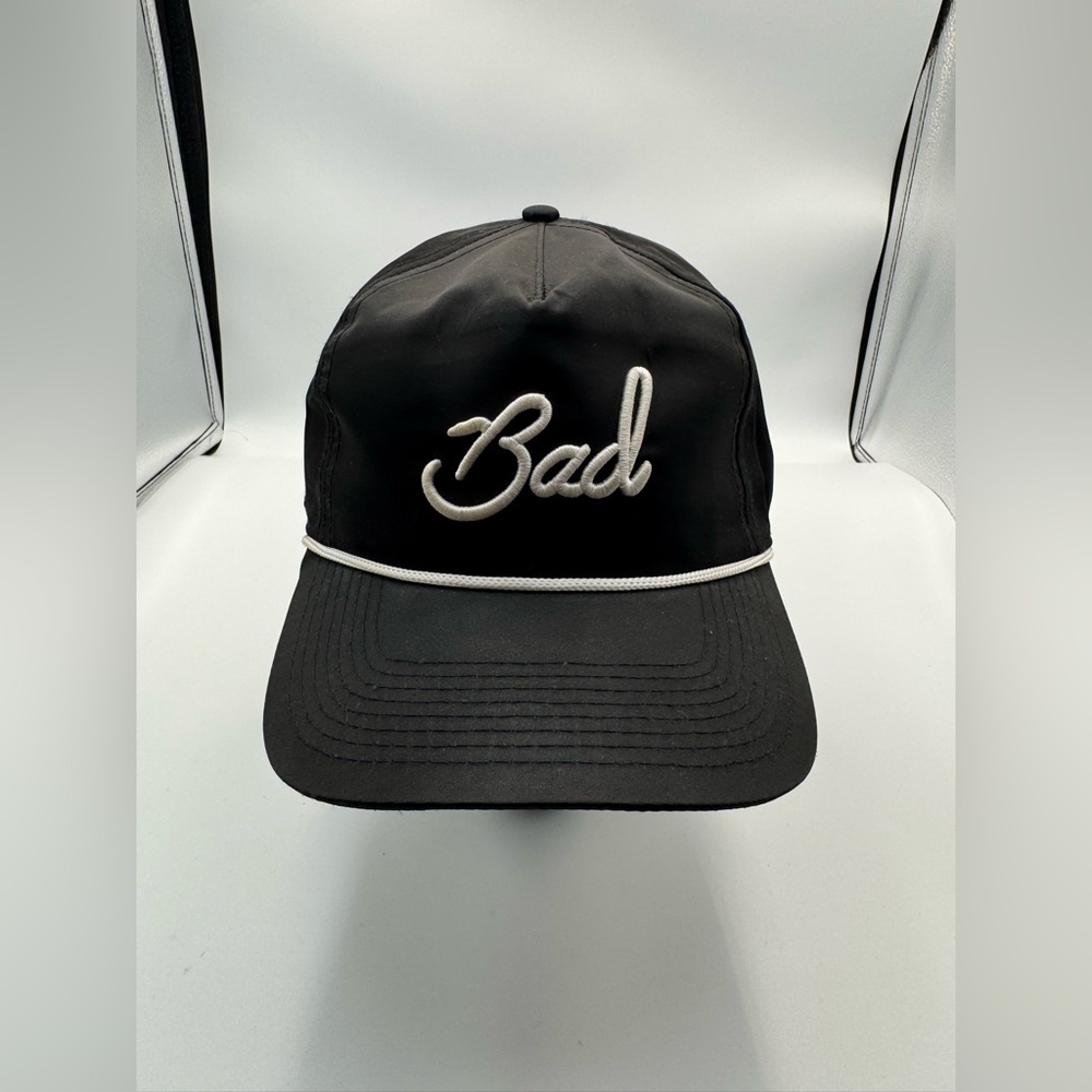 Bad Birdie SnapBack Hat Cap Script Bad Spellout Rope Trucker Golf Black